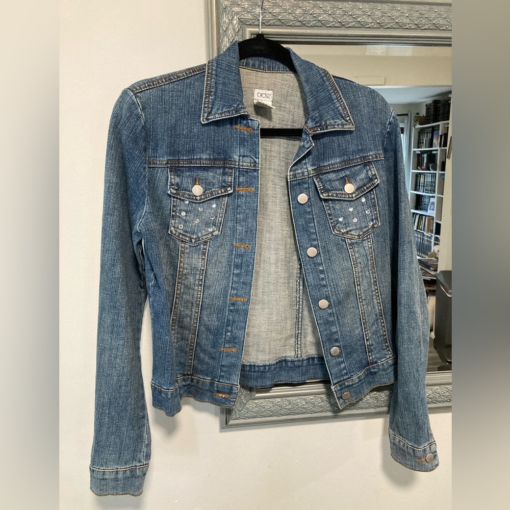 Cache denim jacket with rhinestones
